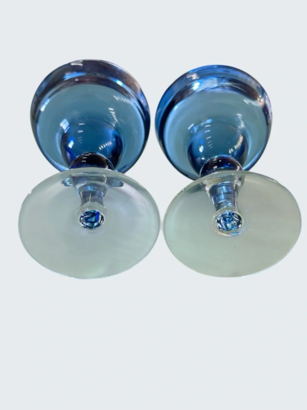 Artland Iris Cobalt Blue Margarita Glasses Set of 2 Hand Blown 8
